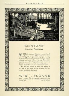 1923 Ad w J Sloane Mentone Wicker French Split Cane Summer Furniture