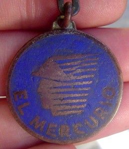 1920s Chile  El Mercurio  Newspaper Very RARE Enameled Medal Struck