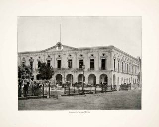 1897 Print Mexico Merida Governor Palace Yucatan Conquistador Montejo