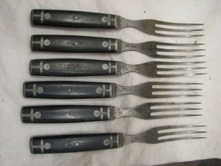 Meriden Cutlery Fancy Wood Handle Flatware Wood 3 Tine Fork Knife