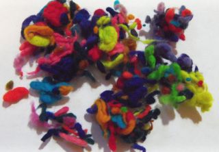 CRAZY 100% Merino Wool Nubbies bright colors blend in batts for art