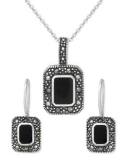 Genevieve & Grace Sterling Silver Pendant and Earrings Set, Rectangle