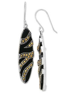 Genevieve & Grace Sterling Silver Earrings, Gold Marcasite and Onyx (8