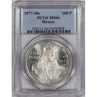 1977 MO Mexico Silver 100 Pesos PCGS MS66