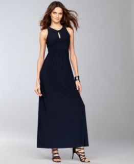 Calvin Klein Dress, Short Sleeve One Shoulder Belted Striped Maxi