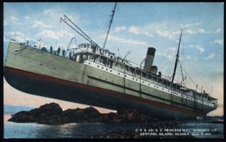 Princess May Wrecked on Sentinel Island Alaska Unused PPC CA 1910s