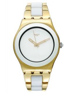 Swatch Watch, Womens Swiss Yellow Pearl Yellow Gold PVD Stainless