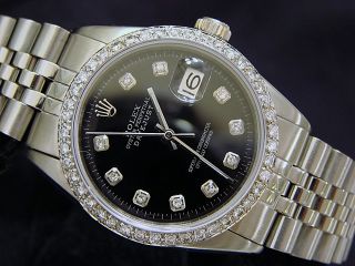 Mens Stainless Steel Diamond Rolex Datejust Date Watch