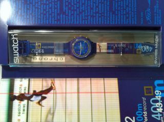 New Swatch Michael Johnson Gold Medal SCZ400 Watch 1997 Vintage Free