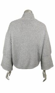 Duffy Womens Gray Wool Cashmere Zipper 3 4 Sleeves Sweater Knit