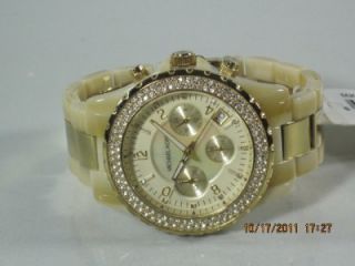 Michael Kors MK 5417 Womens Mother of Pearl Dial Horn Goldtone Band
