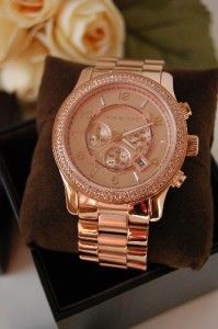 Michael Kors Rose Gold Runway Double Glitz Womens Oversized XL Watch