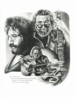 Jerry Garcia Grateful Dead Sketch Guitar Duran Music Poster Print