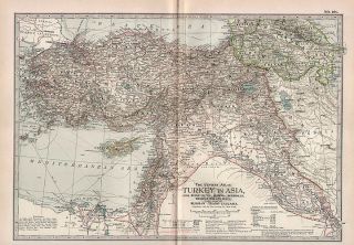 Syria Authentic Antique Map Lebanon Jordan 32x43cm 115 Years Old Made