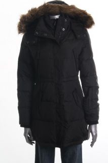 Michael Kors New Black Faux Fur Trim Full Zip Hooded Coat M BHFO