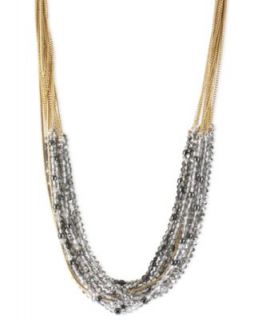 Kenneth Cole New York Necklace, Lime and Brown Seed Bead Multi Row