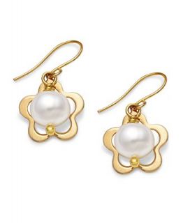 Pearl Earrings, 14k Gold Cultured Freshwater Pearl Flower Drop