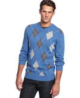 Club Room Sweater, V Neck Argyle Sweater   Mens Sweaters