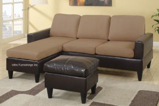 Small Microfiber Fabric / Faux Leather Sectional Sofa Couch Furniture
