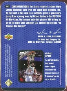 Michael Jordan 1997 98 Upper Deck ALL STAR Game Jersey #GJ13
