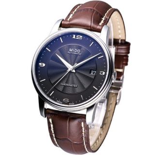 Mido Baroncelli Automatic Cosc Leather Strap Watch Black