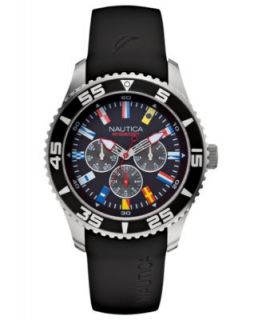Nautica Watch, Mens Chronograph Black Leather Strap N16553G   All