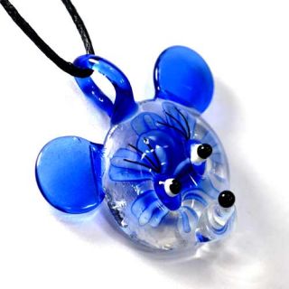 Lampwork Glass Costume Mickey Mouse Pendant Chain Necklace