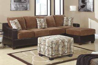Cocoa Microfiber Sectional Sofa Set 2 Pc Set w/ Reversible Chaise