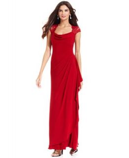 Xscape Petite Dress, Cap Sleeve Lace Evening Gown
