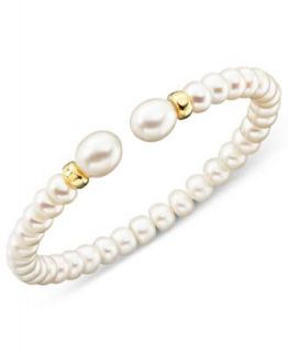 14k Gold Cultured Freshwater Pearl (5mm) & Diamond Accent Bracelet
