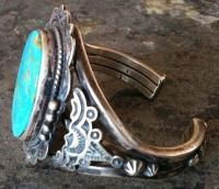 Native Navajo Old Pawn Sterling Silver Kingman Birds Eye Turquoise