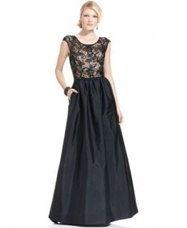 JS Boutique Dress, Cap Sleeve Lace Sequin Gown