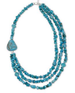 Avalonia Road Sterling Silver Necklace, 3 Row Turquoise Necklace