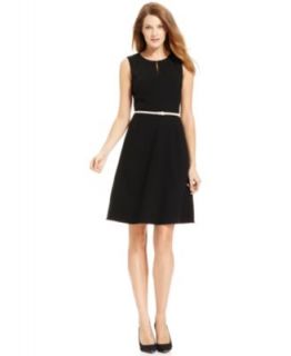 Calvin Klein Dress, Sleeveless Belted Two Tone A Line   Womens Dresses