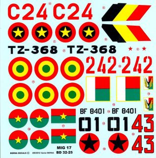 Berna Decals 1 32 Mikoyan MIG 17 Fresco Fighter African Air Forces