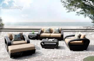 Milano Deep Seating Set Sunbrella Outdoor Wicker Patio Furniture MS010
