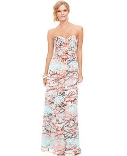 Jessica Simpson Dress, Strapless Printed Sweetheart Gown   Womens