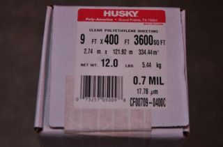 400 .7 mil Clear Husky Plastic Sheeting Poly Visqueen Painters