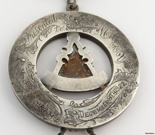 Past Master Vintage Masonic Medal Jewel Sterling Silver C 1922 Masons
