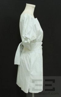 Mina Stone Cream and Blue Dot Print Cotton Cut Out Hera Dress Size 3