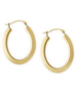 14k Gold Earrings, Diamond Accent Bold Graduated Oval Hoop Earrings