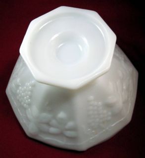 inch diameter Octagon Shaped White Milk Glass Short Pedestal Bowl in