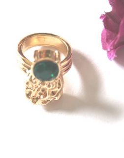 Jewelry New Korea Unique Elegant Style Gold Tone Green Stone Ring Free