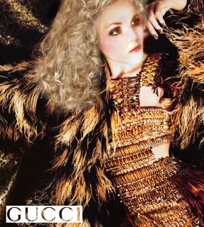 23 000 Gucci Gold Feather Dress Runway SS RTW 2011 Warrior IT40