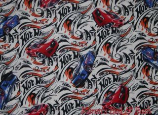 Hot Wheels Blue Red Cars White Curtain Valance New