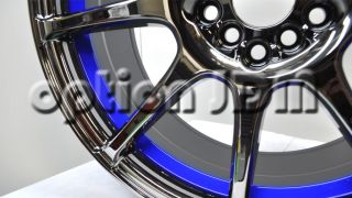 GP Racing Wheels GR8 Black Chrome Blue Underlip 17x7 5x100 114 3