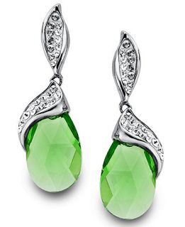 Kaleidoscope Sterling Silver Earrings, Green Crystal Earrings with