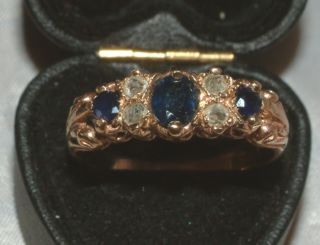 Carat Gold 3 Stone Blue Sapphire Diamond Ring Nickerla