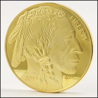 Collectors 24K Gold Plated 2011 Proof Buffalo Head $50 Tribute Coin