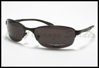 Mens Oval Shape Metal Half Rim Classic Designer Sunglasses Black